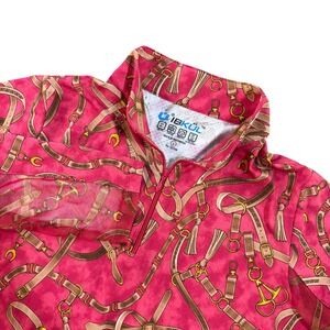 IBKUL Long Sleeve Quarter Zip Womens Large Pink Equestrian Cooling UPF 50+
